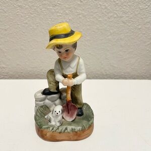 Charming Boy Figurine with Dog